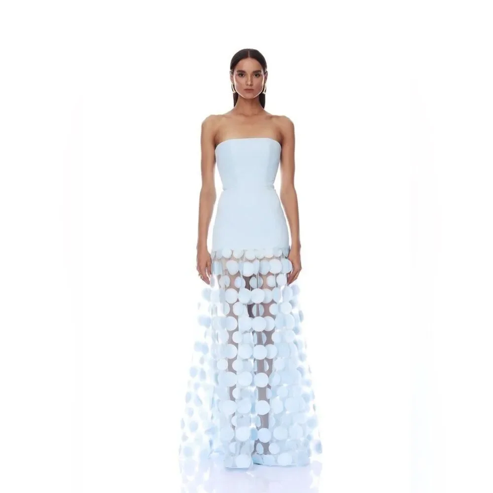 NEW BRONX AND BANCO Harper Strapless Powder Blue Gown with Appliqu